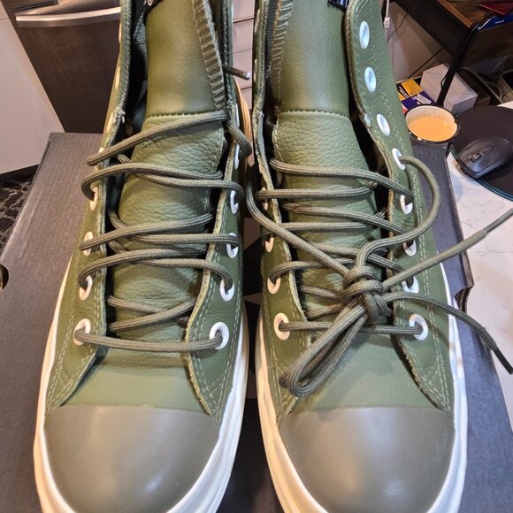 Womens Converse CHUCK TAYLOR ALL STAR LUGGED HEEL PLATFORM LEATHER HI SZ 8 GREEN - Picture 6 of 14